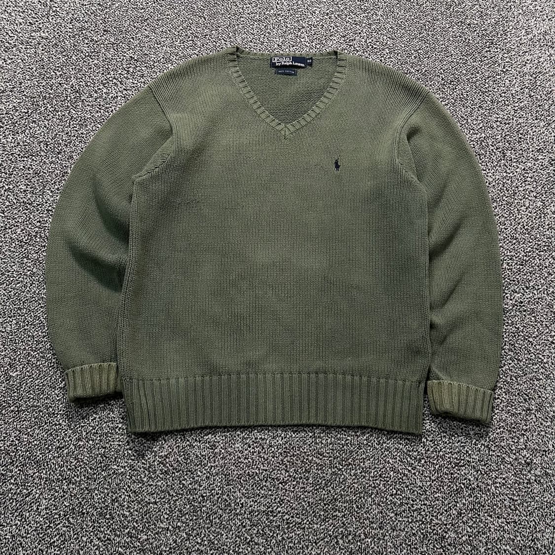 폴로 랄프로렌 브이넥 카키 니트 상품이미지1