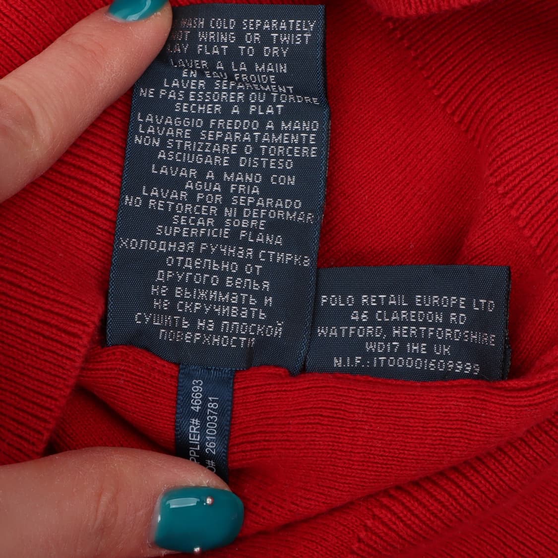 폴로 랄프로렌 레드 피마코튼 브이넥 니트 상품이미지10