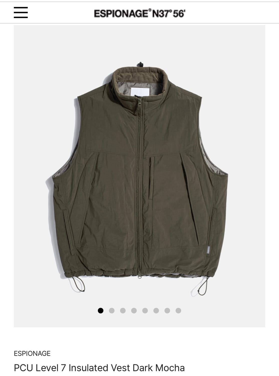 PCU Level 7 Insulated Vest Dark Mocha XL 상품이미지1