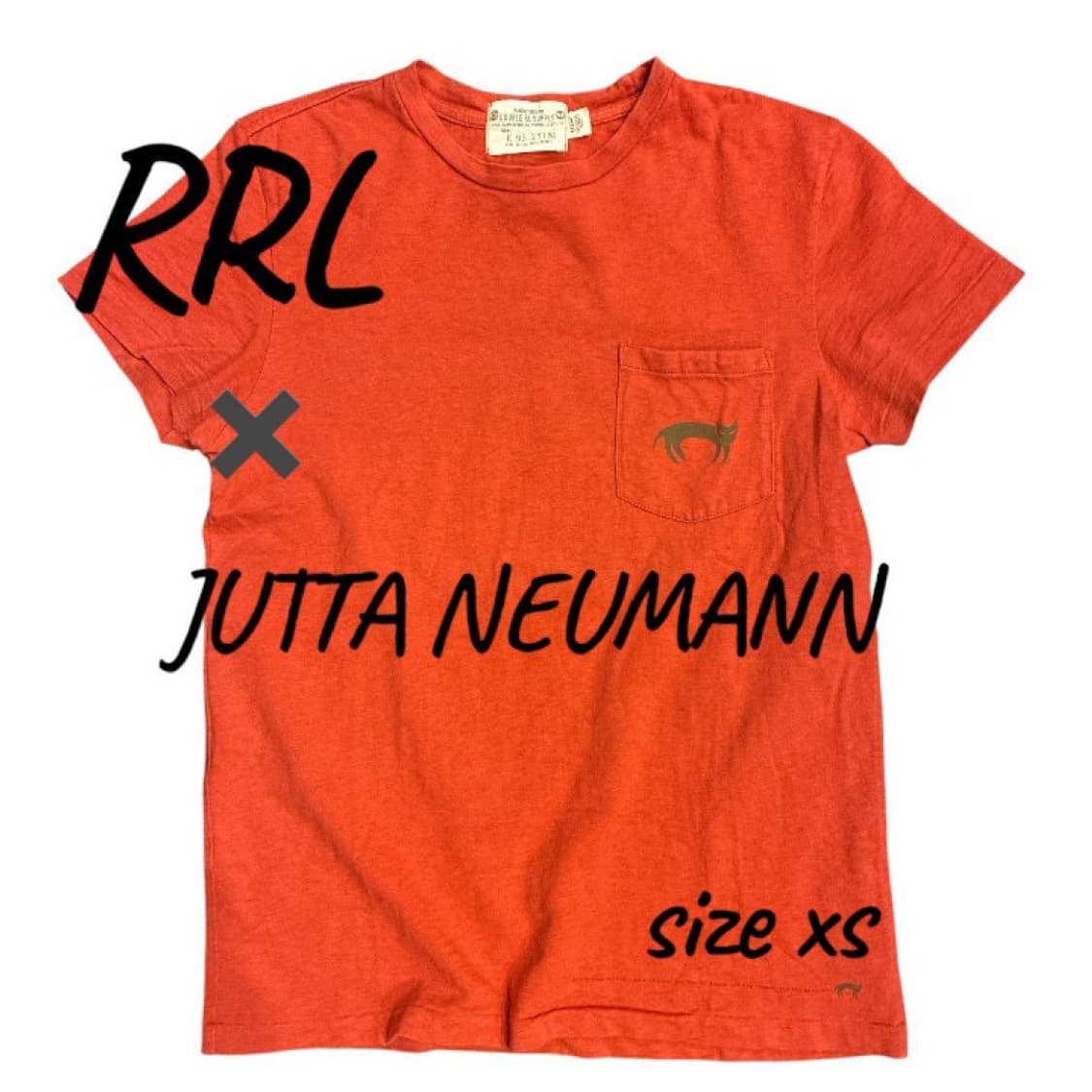 RRL 더블알엘 X 쥬타뉴먼 콜라보 로고 포켓 반팔 티셔츠 오렌지 상품이미지1