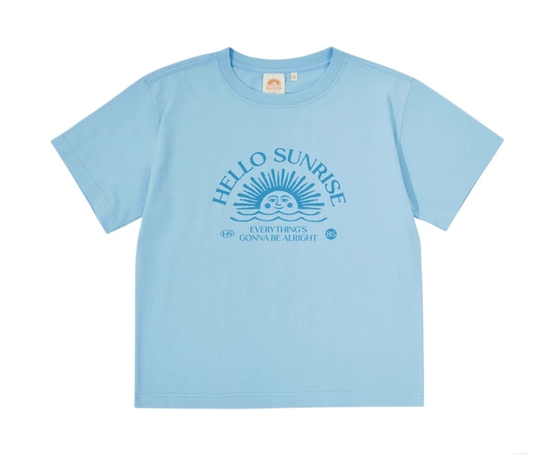 헬로선라이즈 우먼 아치로고 숏슬리브티 스카이 블루 상품이미지1