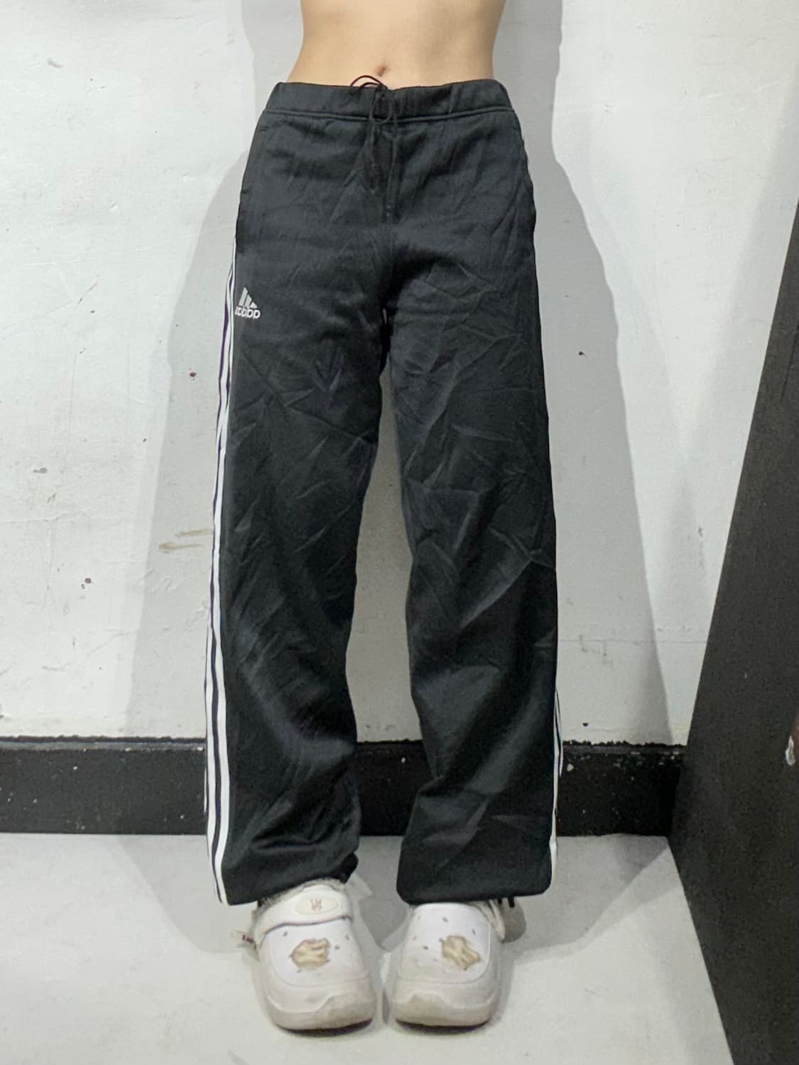 90s 아디다스 와이드 대대장 블랙 화이트 삼선 추리닝 트레이닝 팬츠 L 상품이미지2