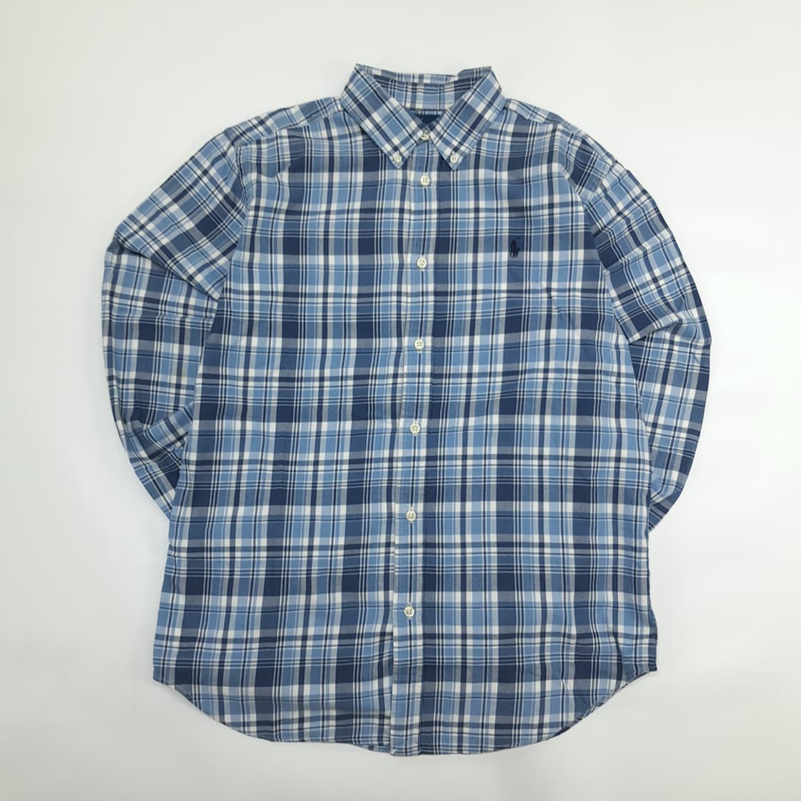 Co793W XL 폴로 랄프로렌 블루 타탄체크 긴팔 셔츠 남방 상품이미지1