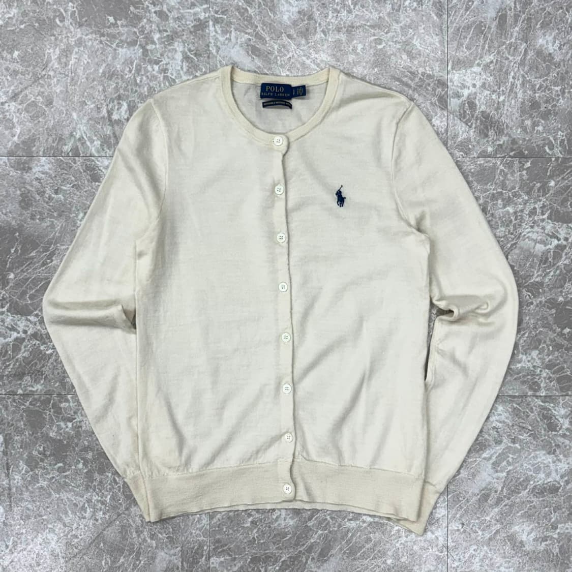 폴로 랄프로렌 핀터깔 워셔블 메리노 울 아이보리 걸즈 니트 가디건(S) 상품이미지3