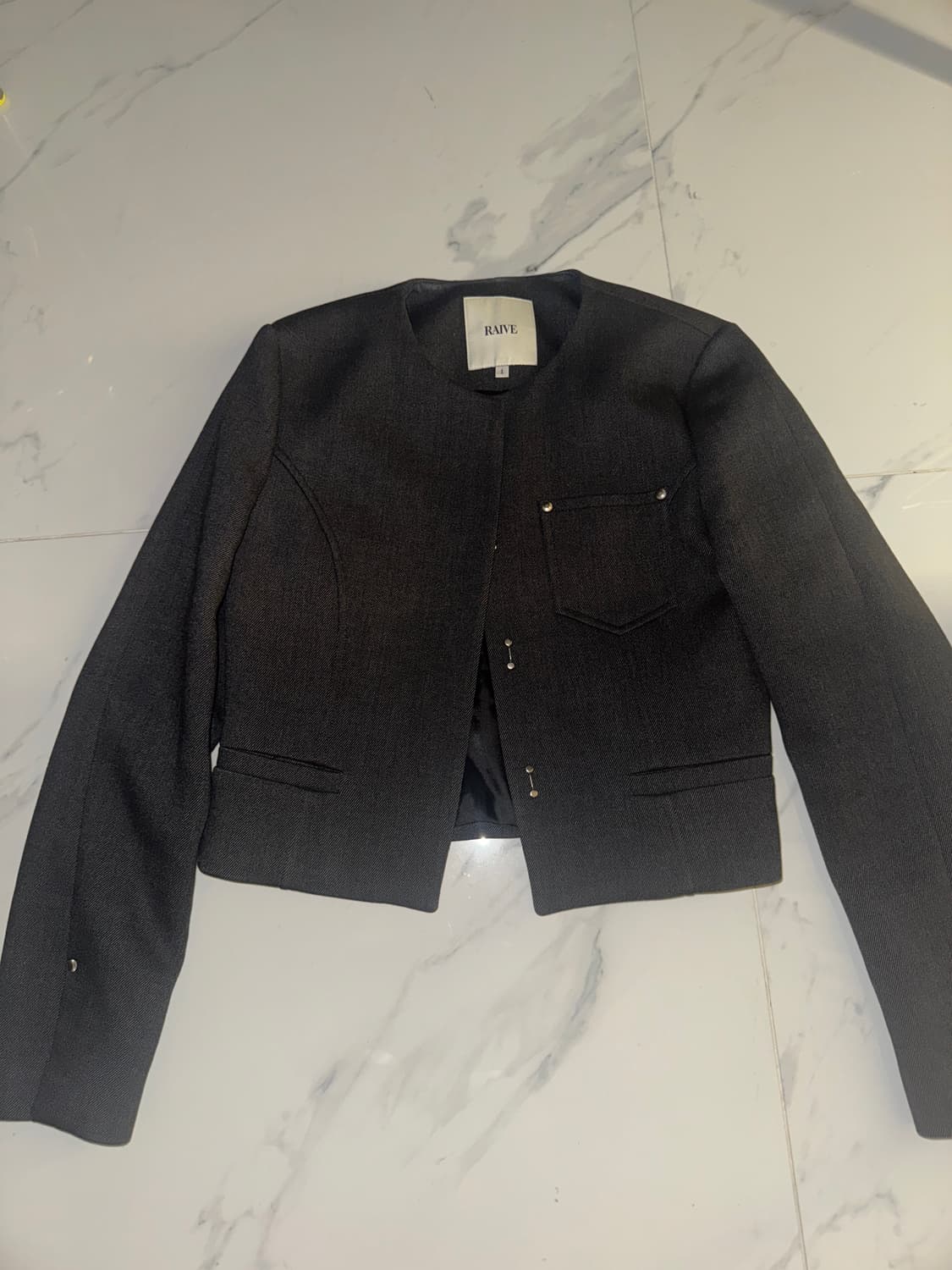 레이브 Round-neck Twill Jacket in Black VW5 상품이미지6