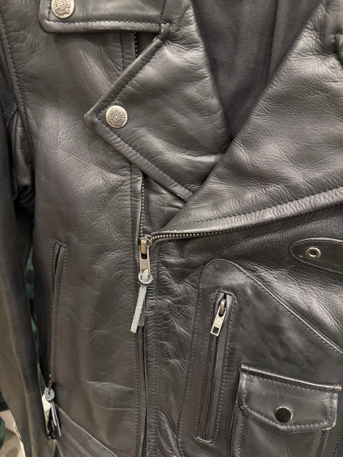 Liugoo 빈티지 카우하이드 레더 라이더 자켓 상품이미지7