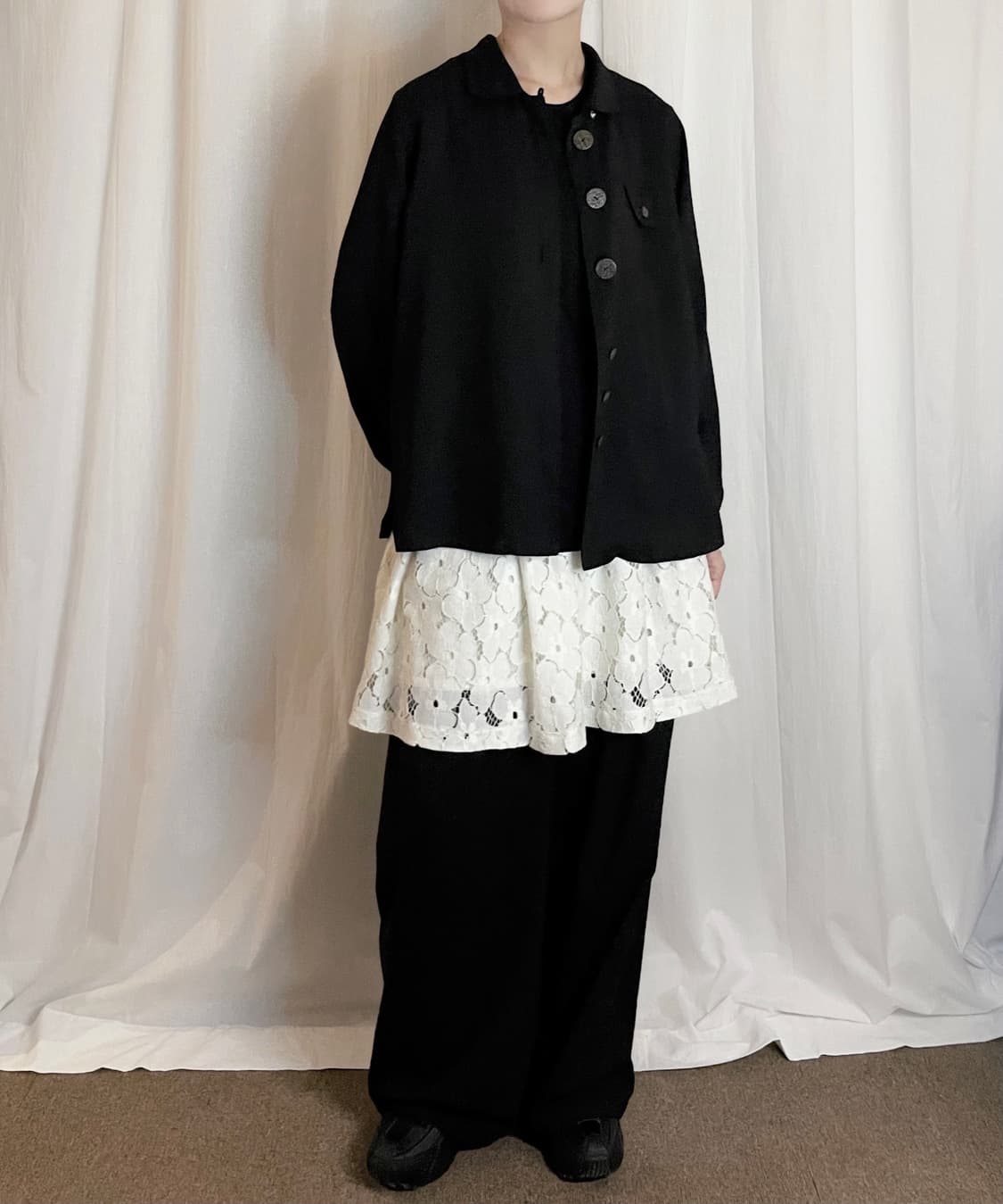 Round Collar Button Jacket - Black 상품이미지4