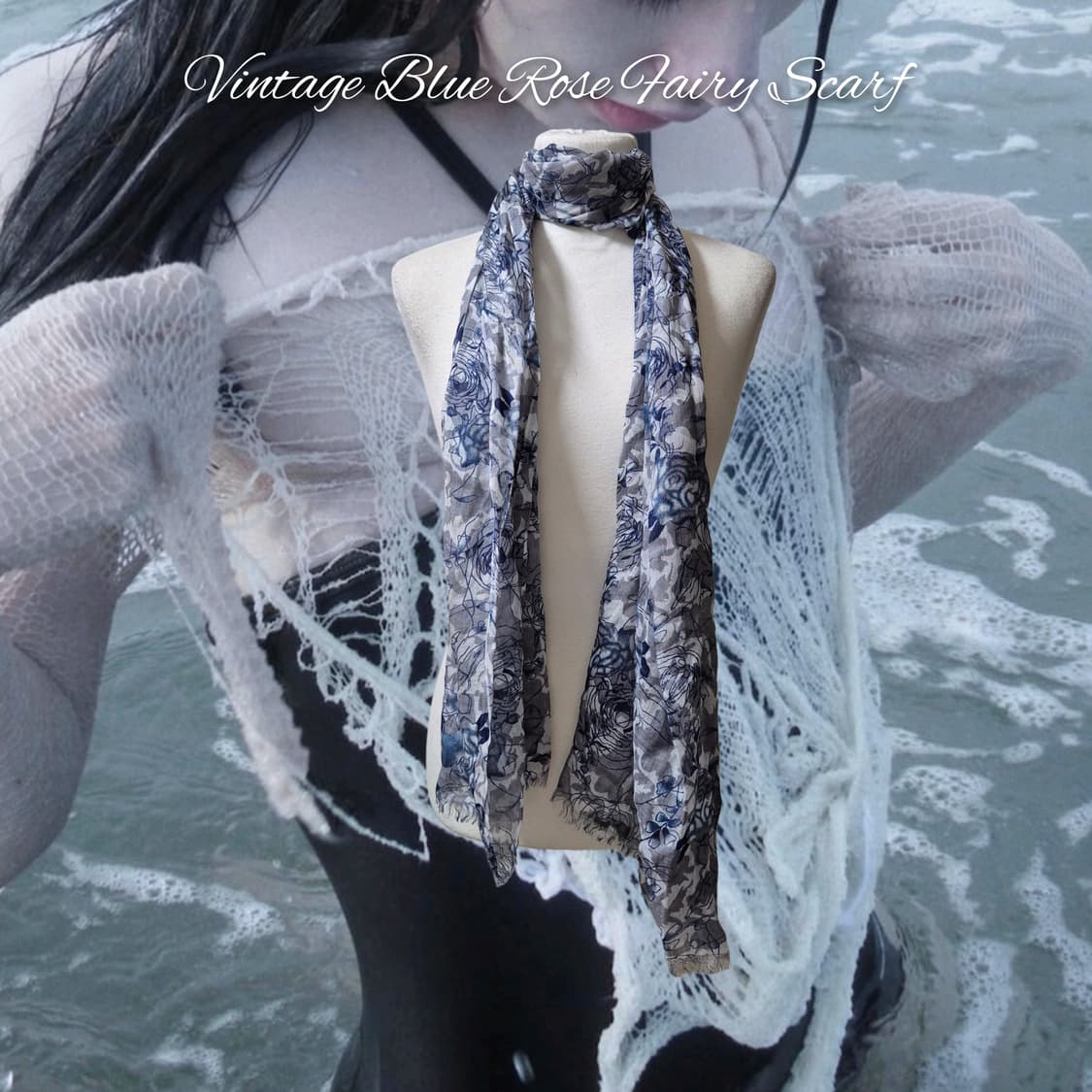 Vintage Blue Rose Fairy Scarf 상품이미지1
