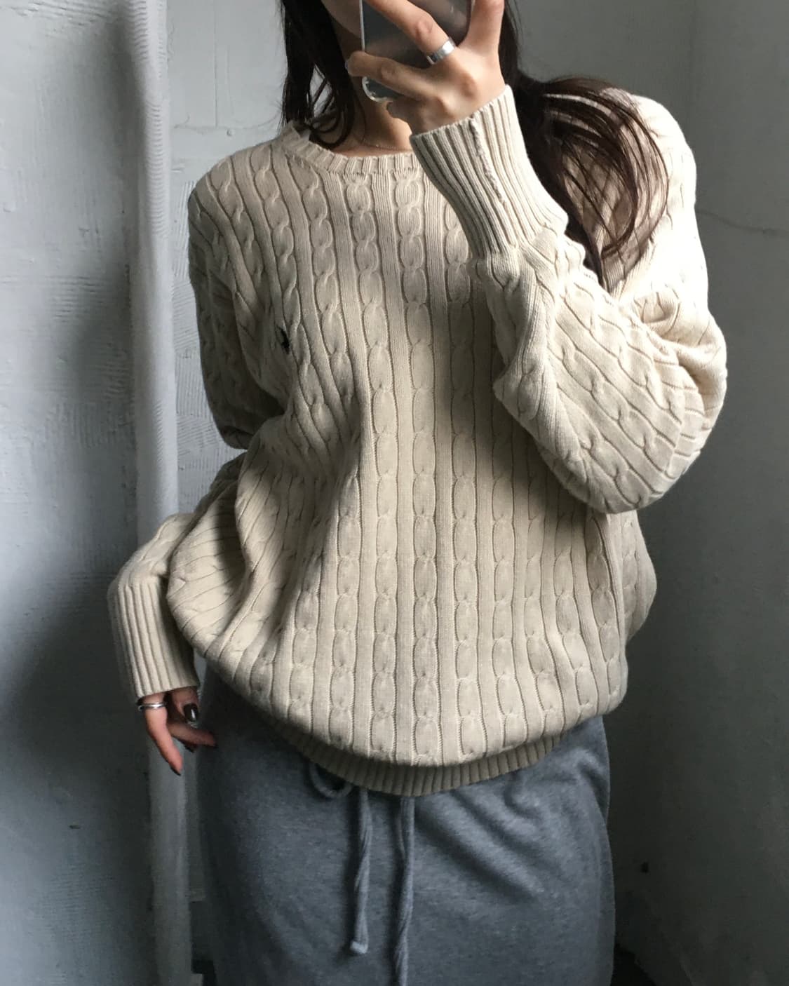 Polo 폴로 랄프로렌 연베이지컬러 코튼 케이블 니트 상품이미지1