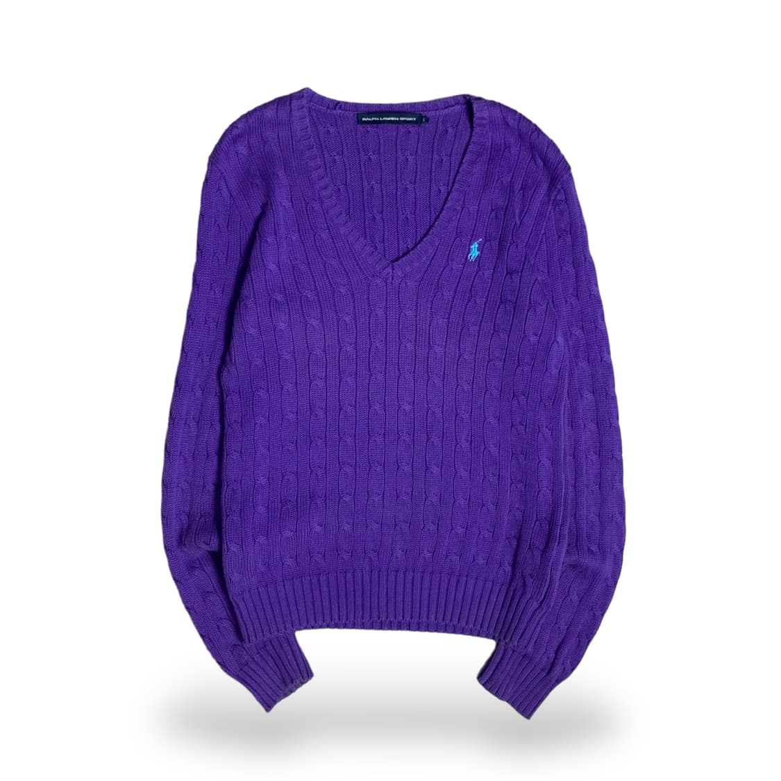 폴로 포니로고 퍼플 케이블 브이넥 니트 상품이미지1