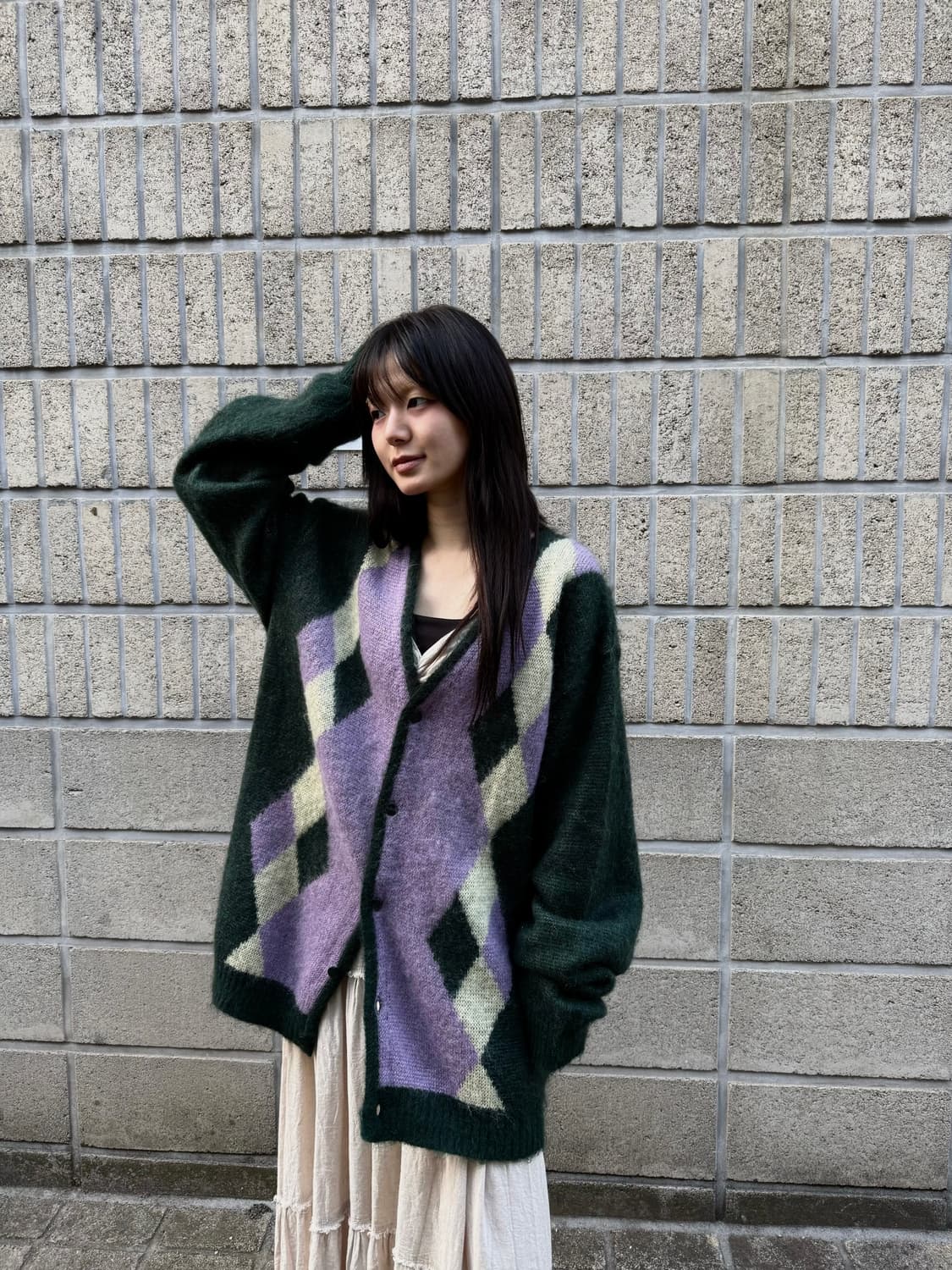 니들스 아가일 모헤어 가디건 상품이미지6