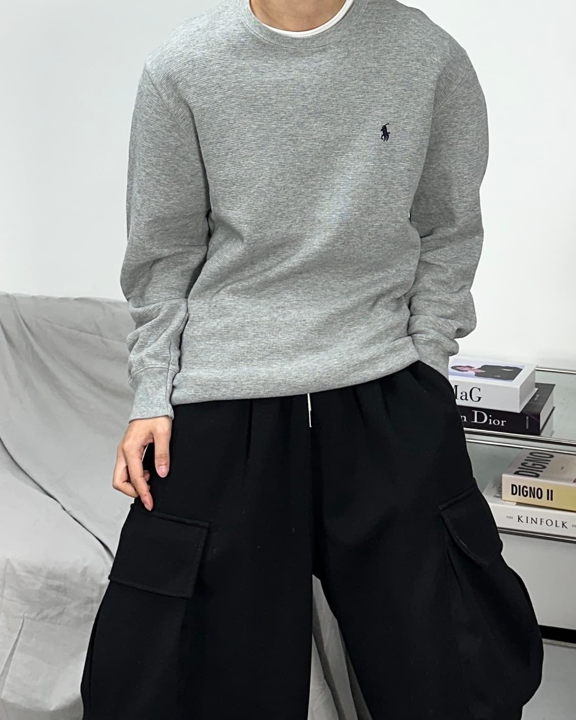 폴로 랄프로렌 그레이 와플티 M 상품이미지2