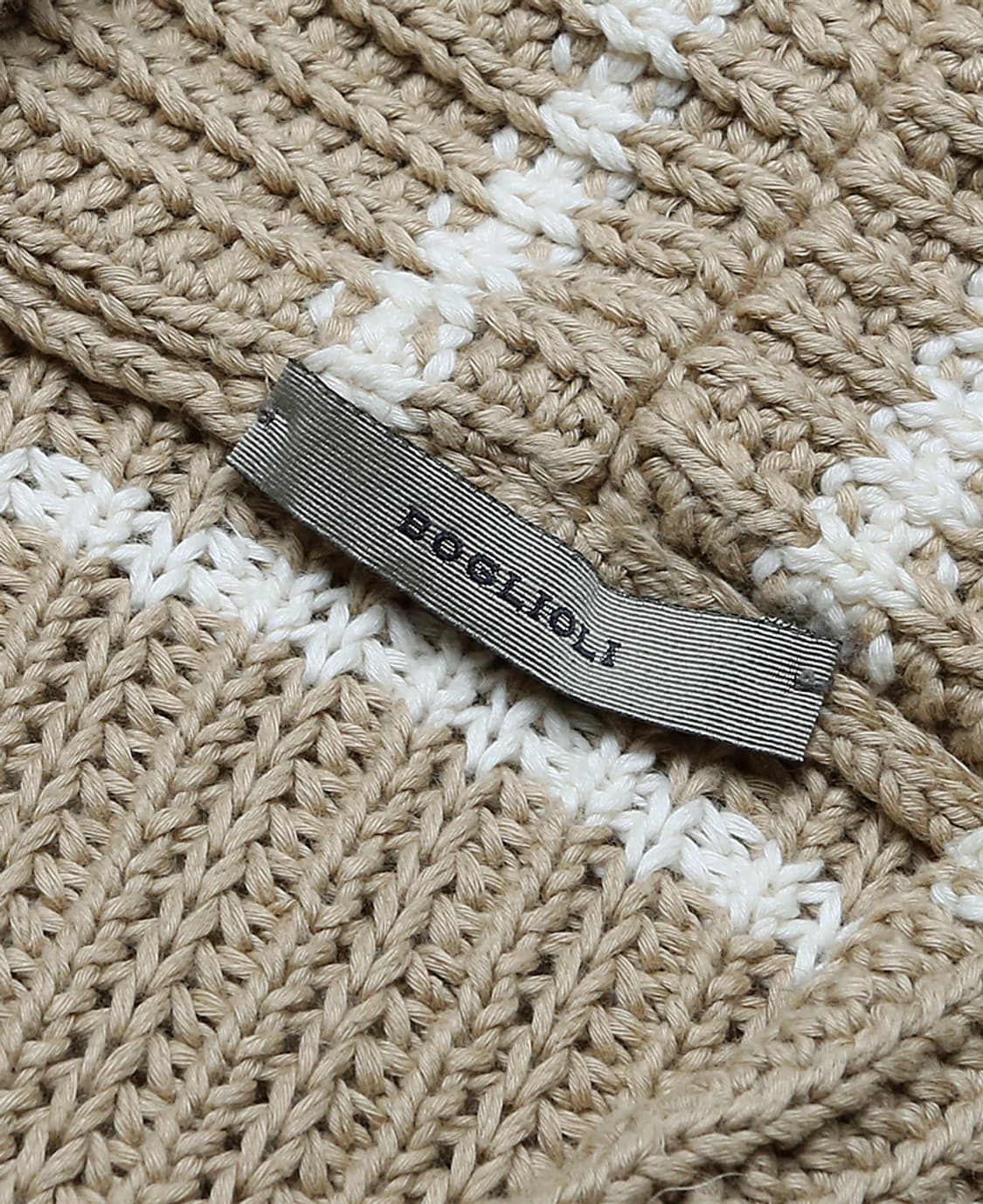 볼리올리 [Boglioli] 베이지 스트라이프 코튼 댄디 니트 가디건 상품이미지5