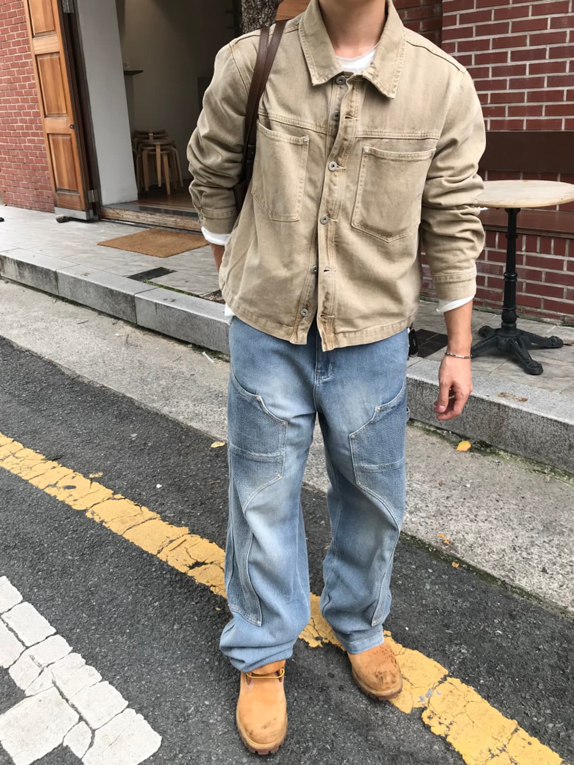 빈티지 워싱 크롭 트러커 자켓 베이지 상품이미지1