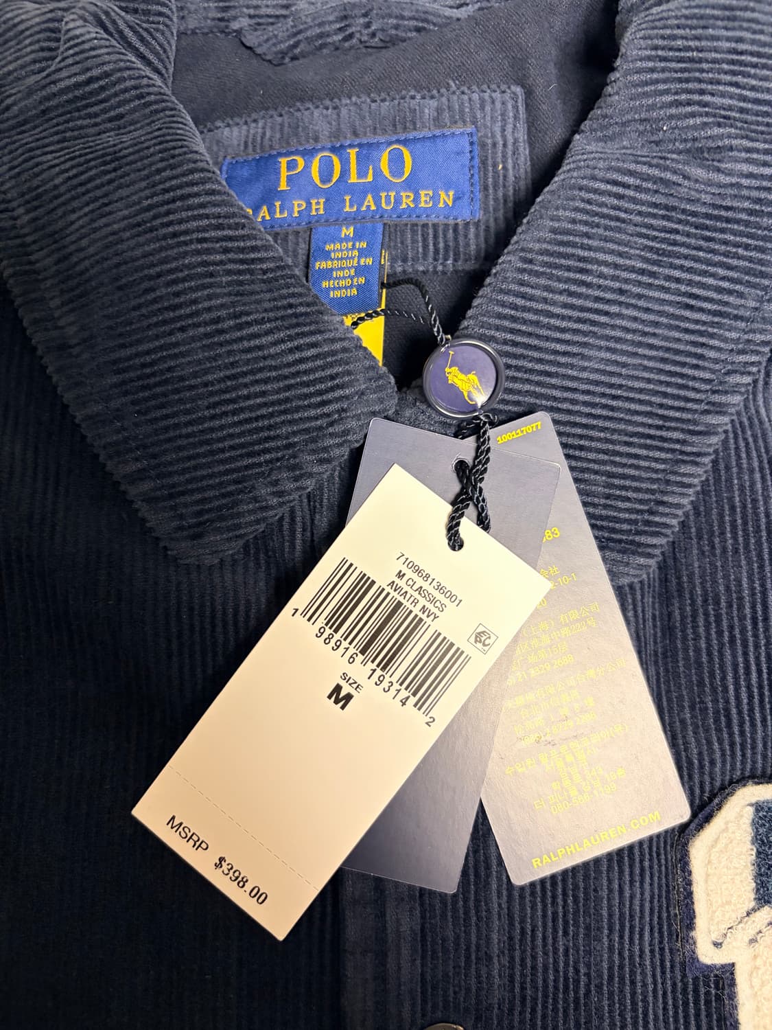 폴로 랄프로렌 남성 레터맨 바시티 코듀로이 뉴욕 자켓 M 상품이미지3