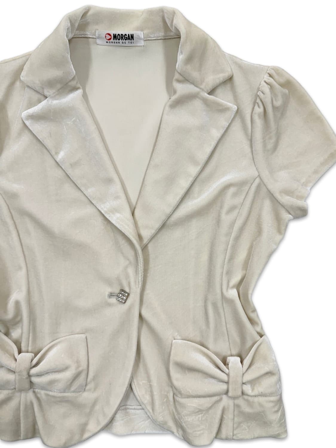 빈티지 러블리 리본 캡소매 벨벳 자켓 상품이미지2