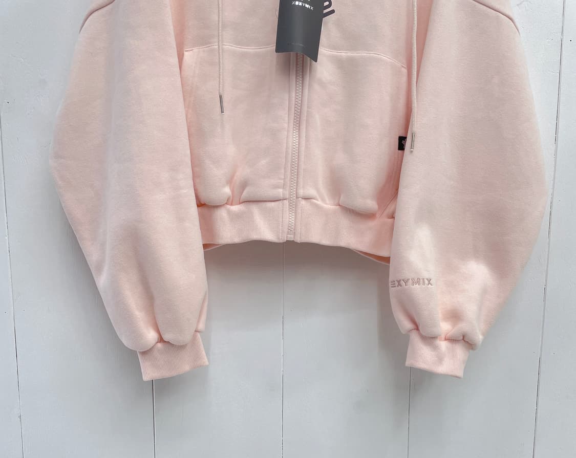 젝시믹스(XEXYMIX) 세피아 핑크 크롭 후드 집업 상품이미지7