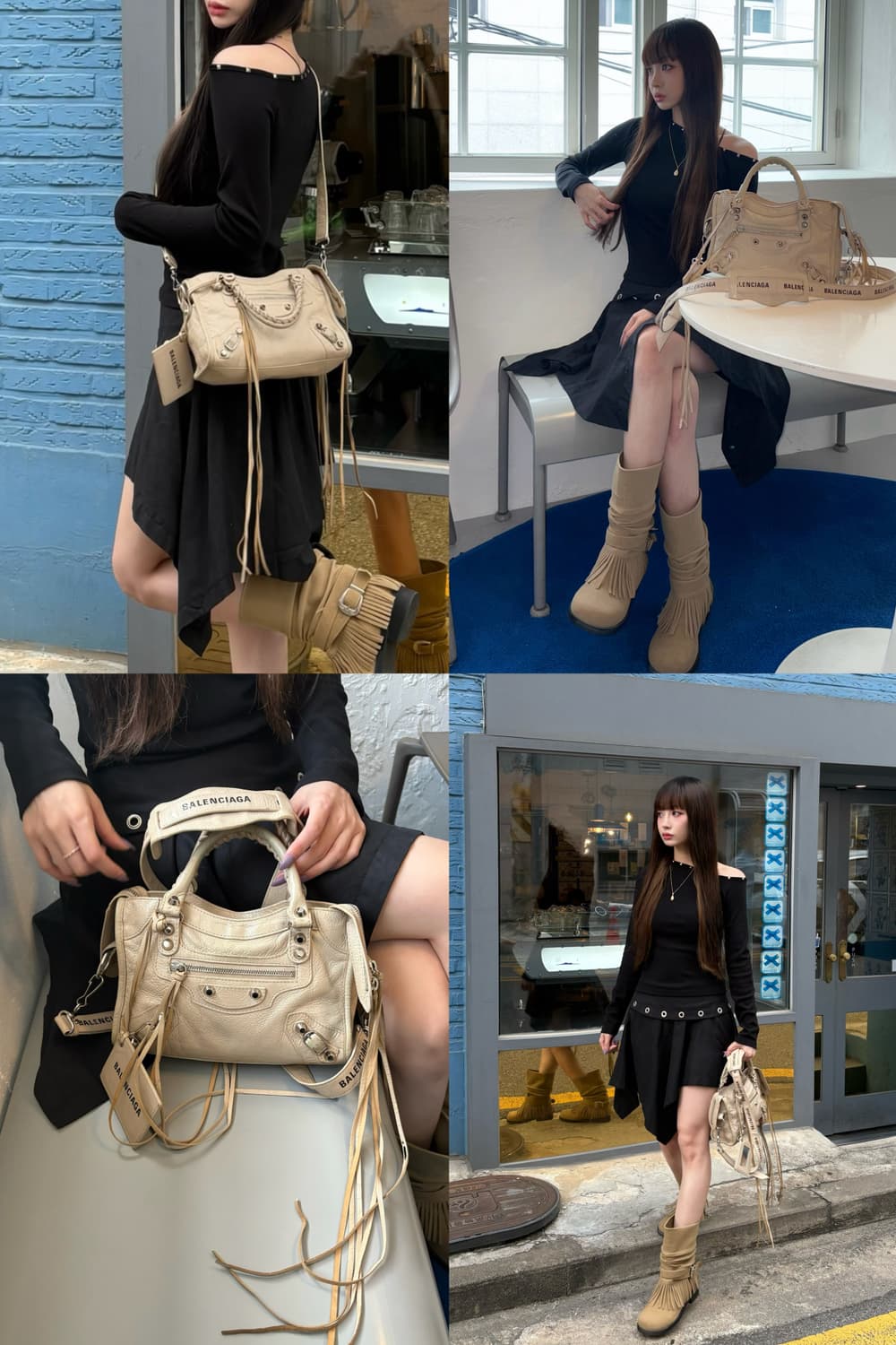 발렌시아가 로고스트랩 모터백 베이지 상품이미지2