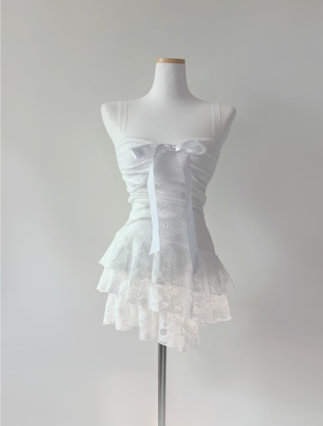스젠 Temer lace ribbon dress (white)  상품이미지1