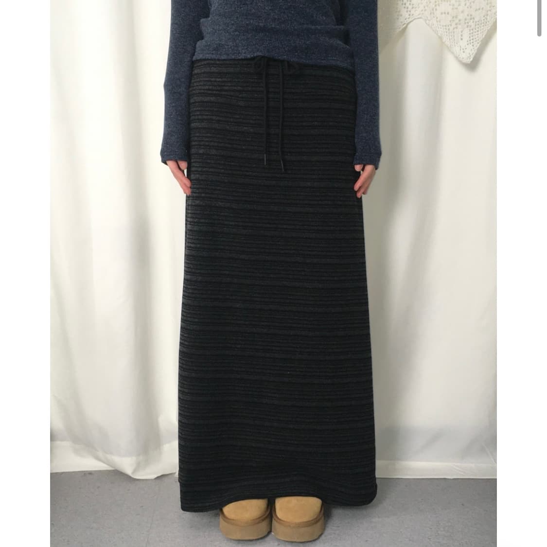 포하우스 패럴 밴딩 스트라이프 맥시 롱스커트 상품이미지1