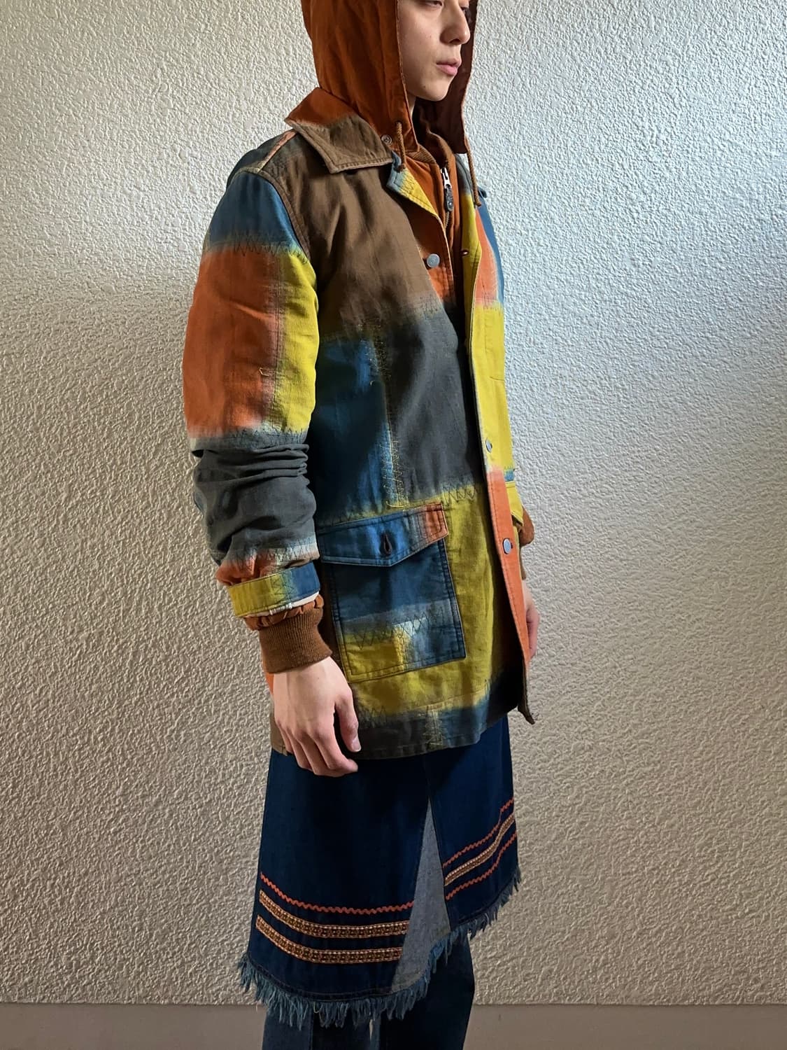 Acoustic 멀티 컬러 블록 숏 코트 상품이미지4