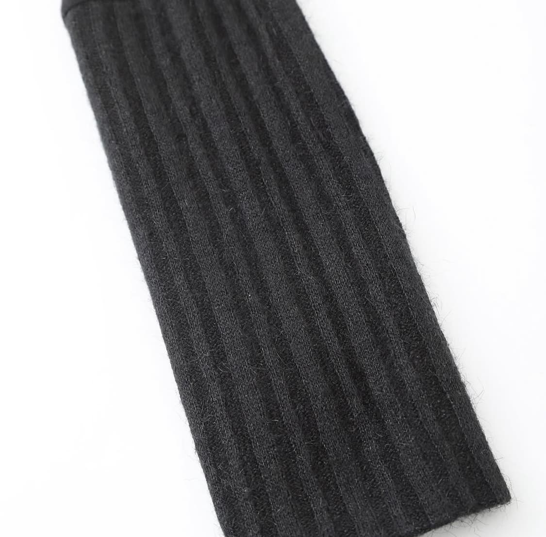 비데블BEDEVIL 시보리 배색 니트 티 블랙 상품이미지5