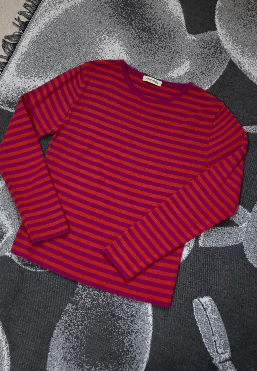 포니테일 ponytail 스트라이프 니트티 드래곤후르츠 색상 상품이미지1