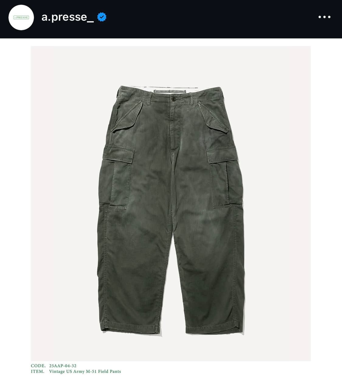 아프레쎄 Vintage US Army M-51 Field Pants 4 상품이미지1