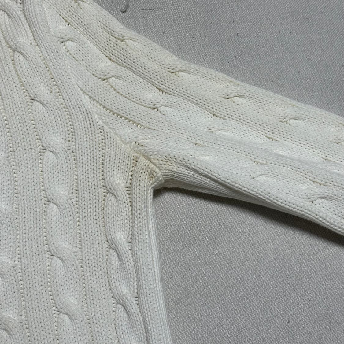 S 폴로랄프로렌 여성용 화이트 브이넥 케이블 니트 상품이미지7