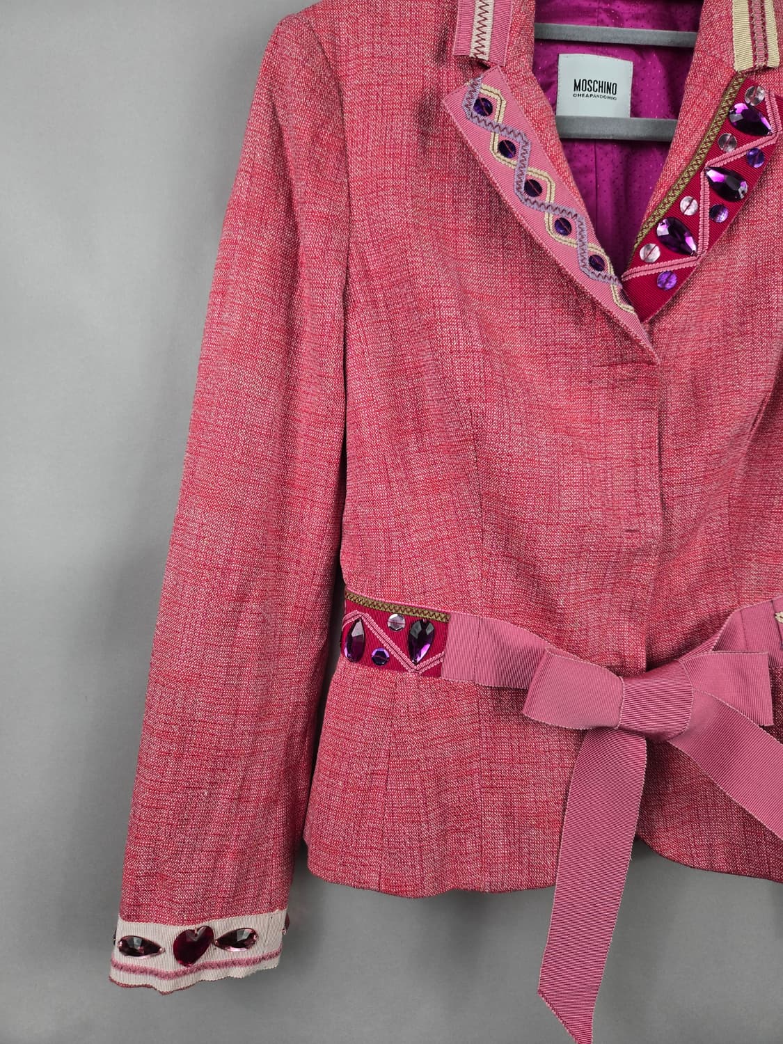 [무료배송]모스키노 화려한 빈티지 보석 장식 린넨 핑크 자켓 정품 상품이미지4