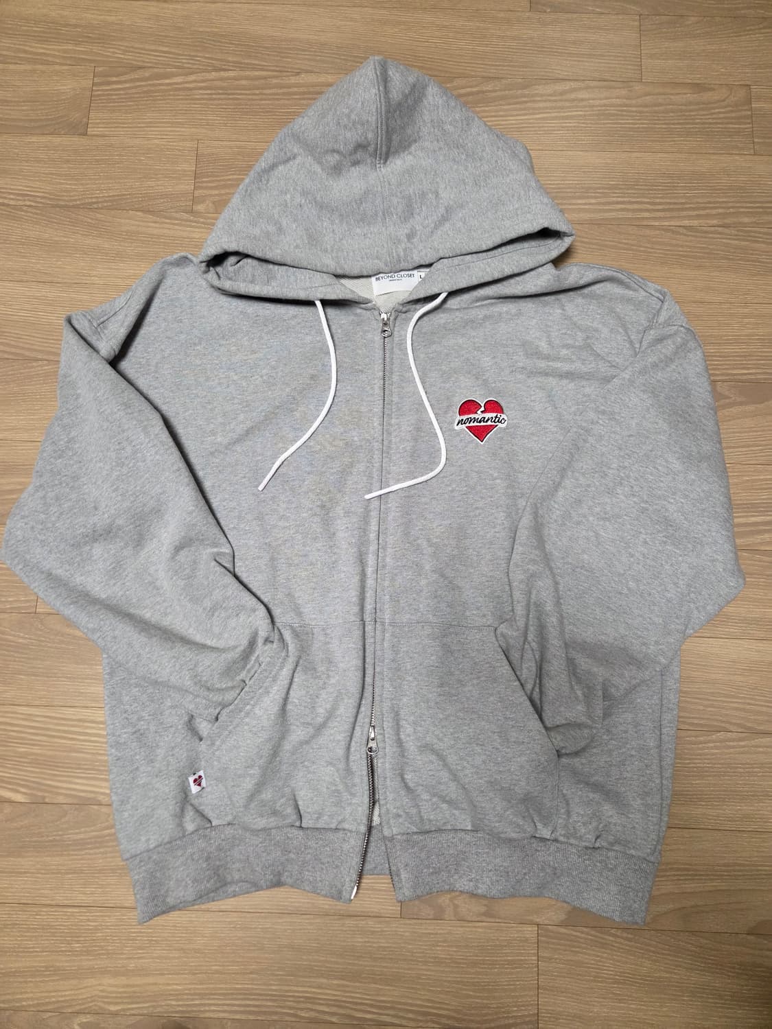 노맨틱 헤비 웨이트 오버사이즈 후드 집업 티셔 츠 그레이 상품이미지7