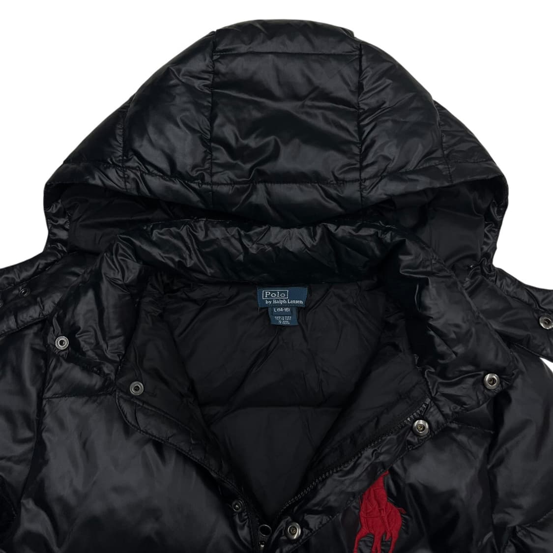 폴로 랄프로렌 레드 빅포니 블랙 후드 패딩 L 상품이미지7