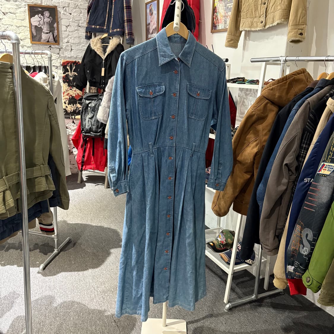 japan빈티지 청 롱셔츠 드레스  상품이미지1