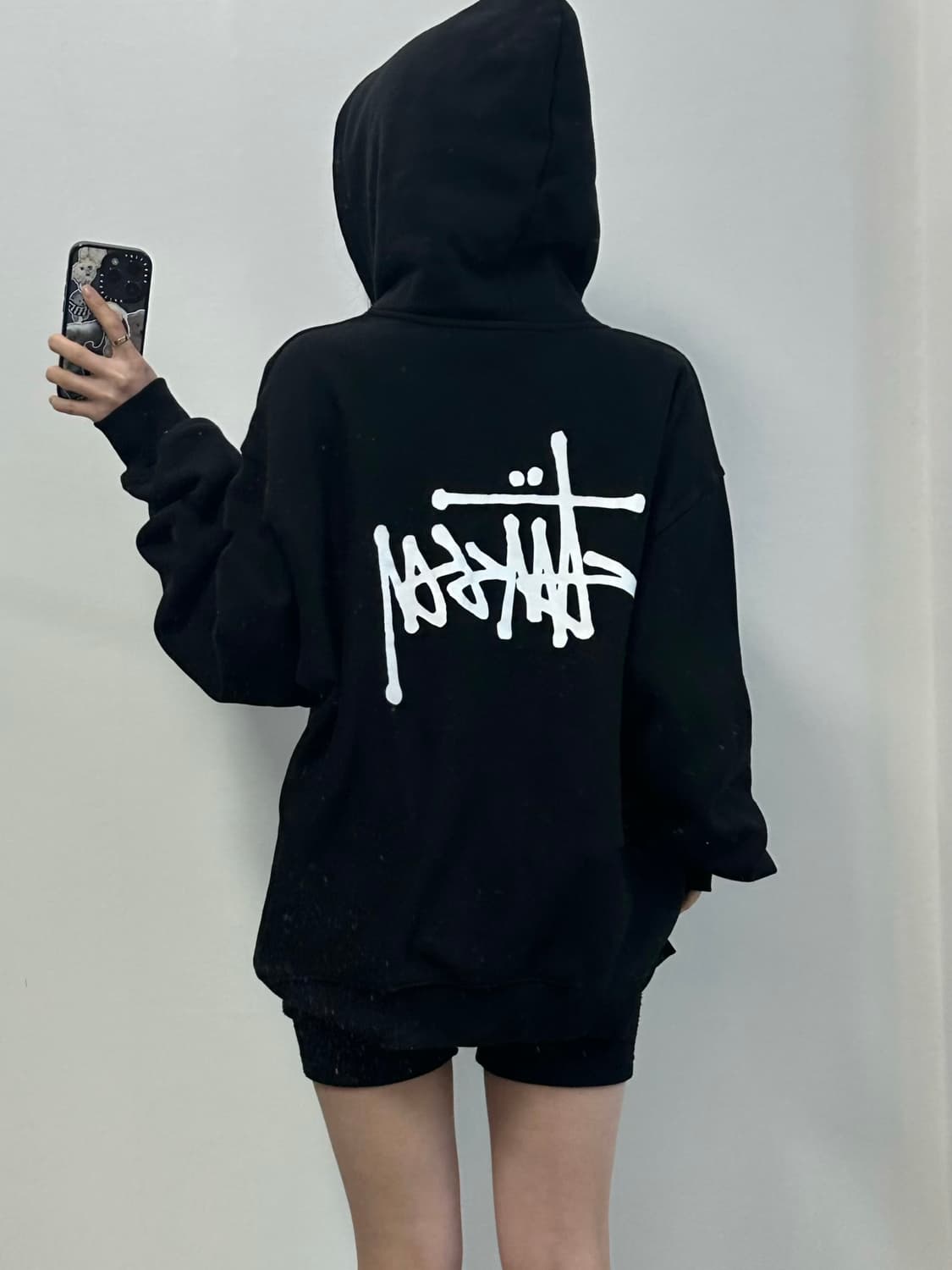 스투시 베이직 블랙 후드집업 상품이미지1