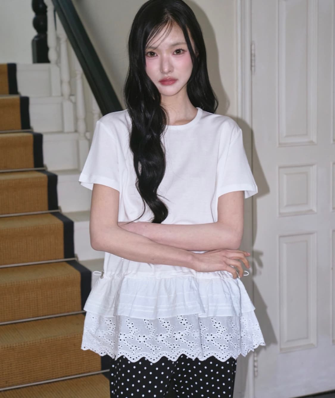 더그린랩 레이스 프릴 티셔츠 상품이미지1