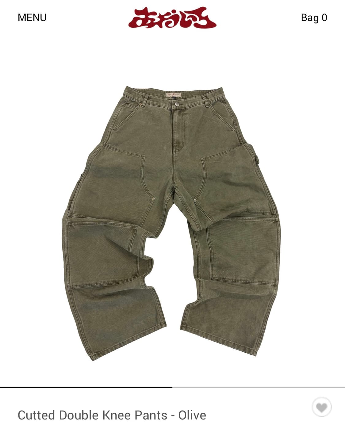 아오이로 커티드 더블니 팬츠 올리브 1사이즈 새상품 상품이미지1