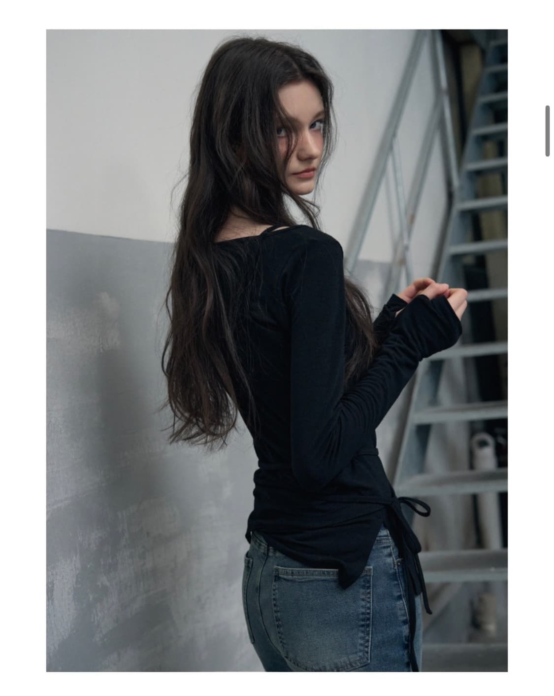 (새상품) 레더리 더블 스트랩 레이어드 슬리브리스 탑 세트 BLACK 상품이미지5