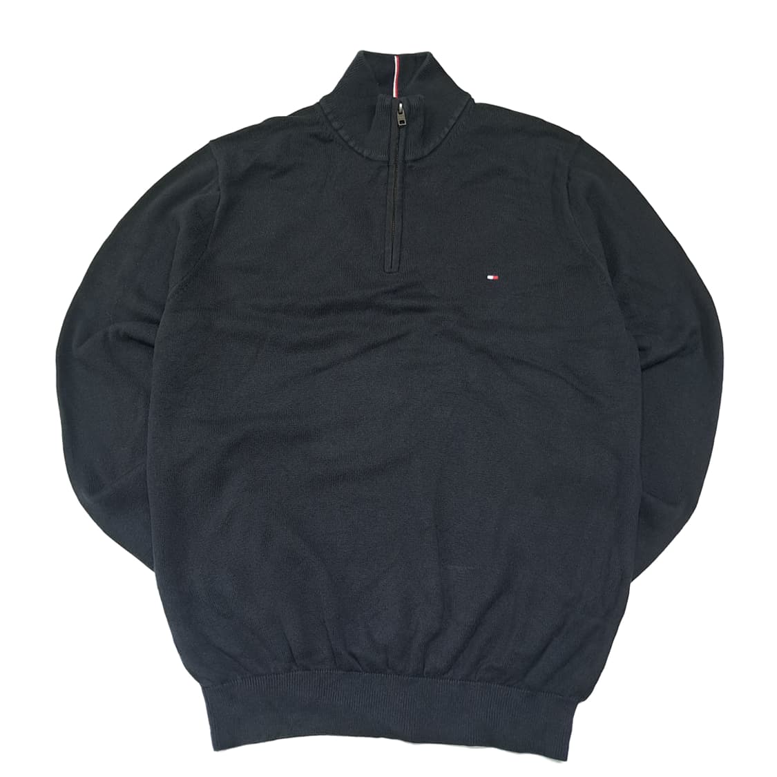 CL782 L 타미힐피거 가죽풀러 블랙 하프집업 니트 스웨터 상품이미지1