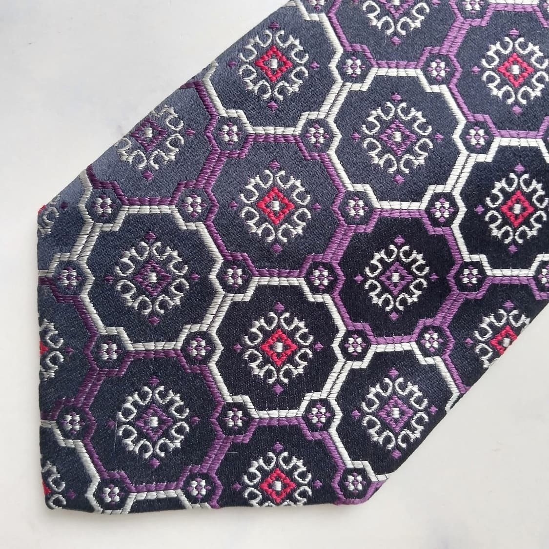 알테아 실크 네이비 퍼플 패턴 넥타이 9.1cm A+등급 K2459 상품이미지6