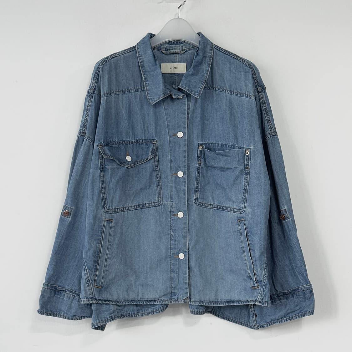 시스템 슬릿 헴 데님 셔츠 자켓 상품이미지2