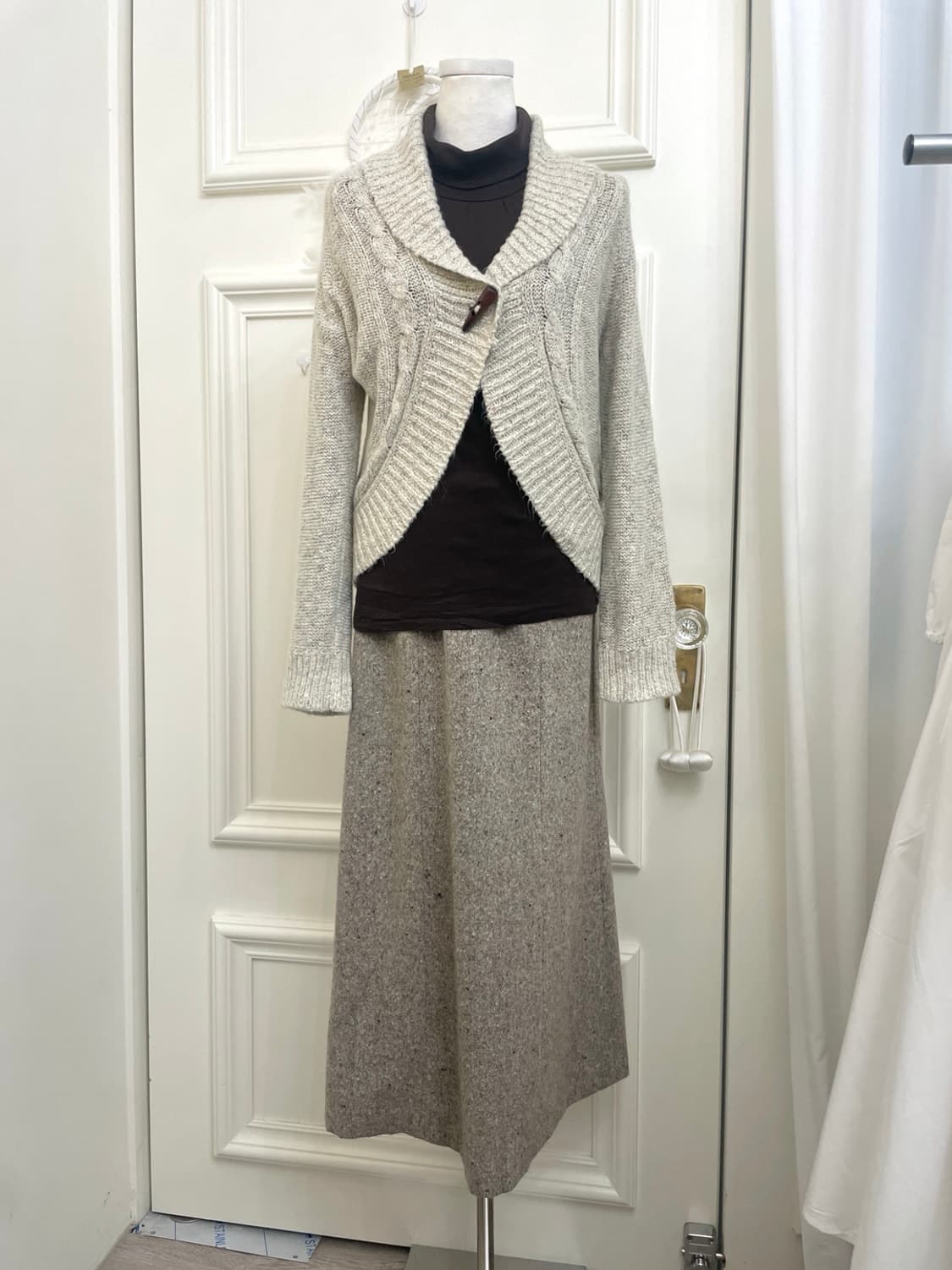 beige brown wool basic long skirt 상품이미지6