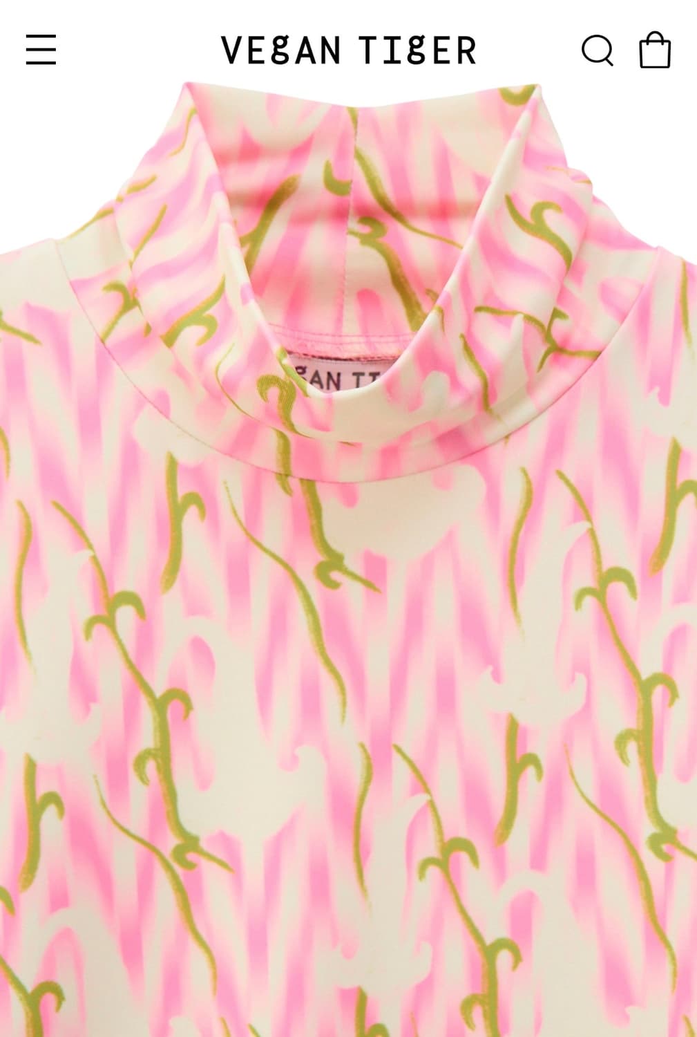 비건타이거 프린트 모크넥 탑 폴라티 상품이미지2