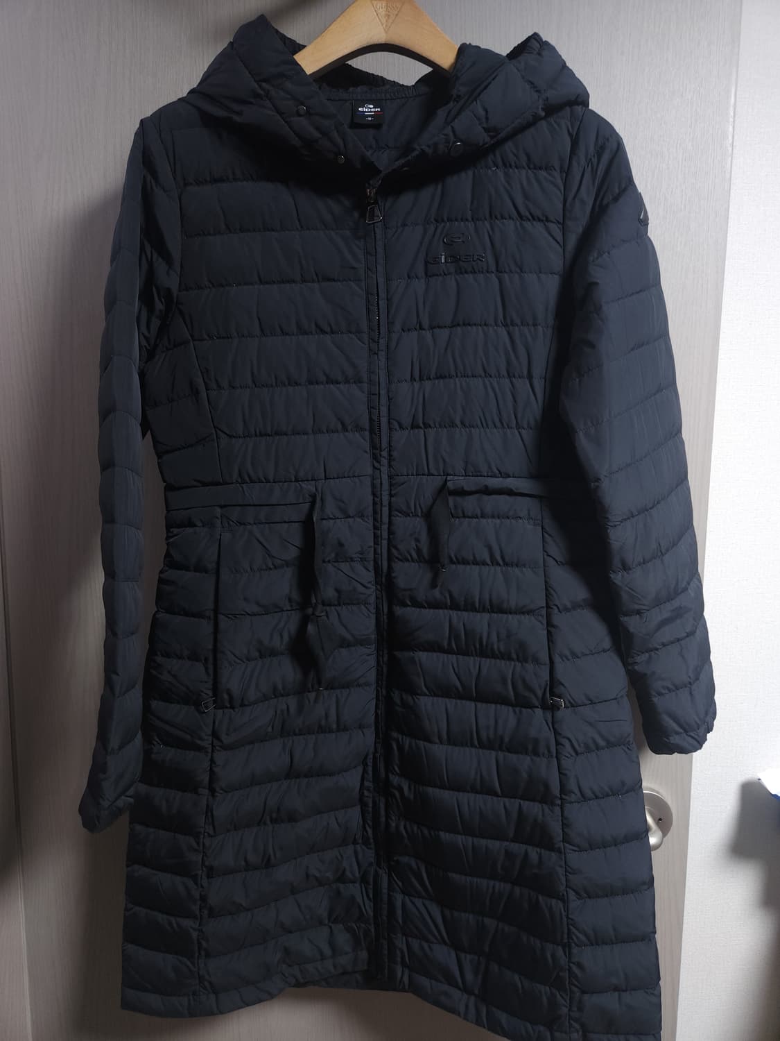 아이더 경량 거위털 후드 롱 패딩자켓, M 상품이미지1