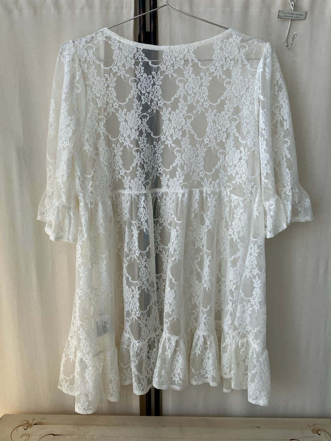ivory flower lace sheer layered blouse 상품이미지9