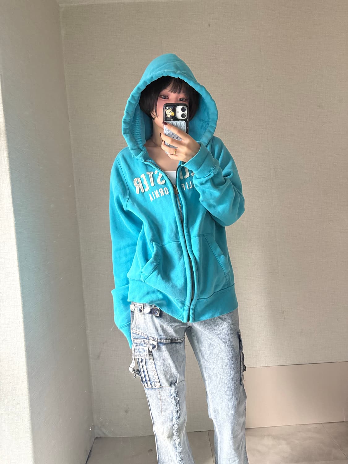 홀리스터 연하늘 오버핏 후드집업 상품이미지6