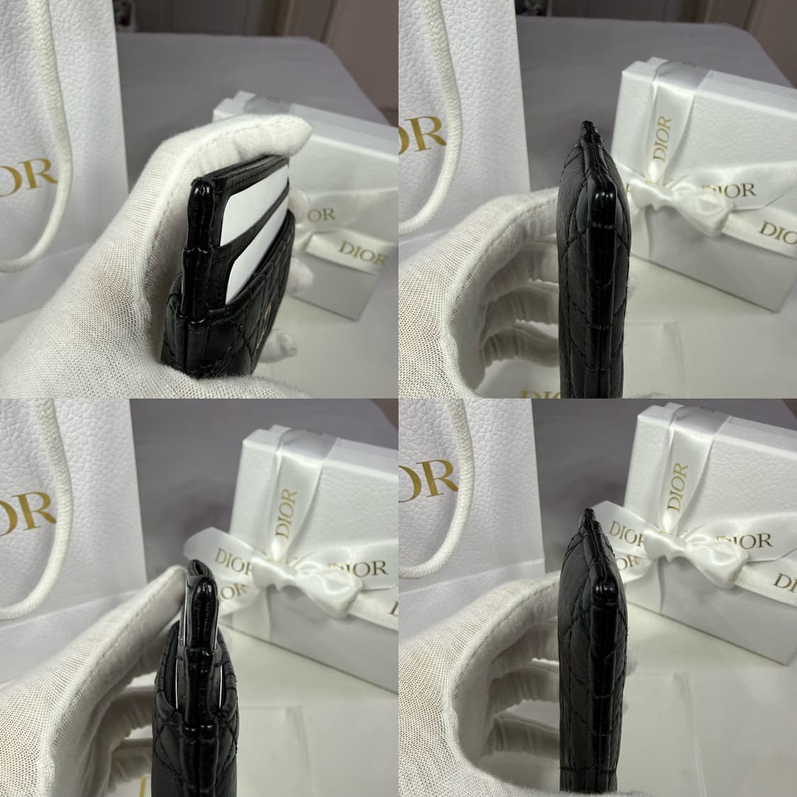 디올 카로 서플 까나쥬 카프스킨 블랙 카드 홀더 지갑 상품이미지5