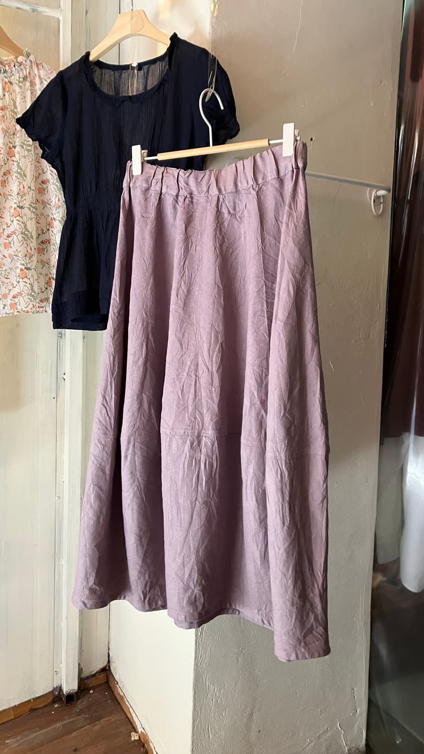 연보라 린넨 스커트 상품이미지2