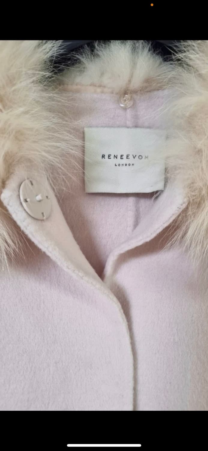 레니본 폭스 퍼 연핑크 케이프 코트 상품이미지2