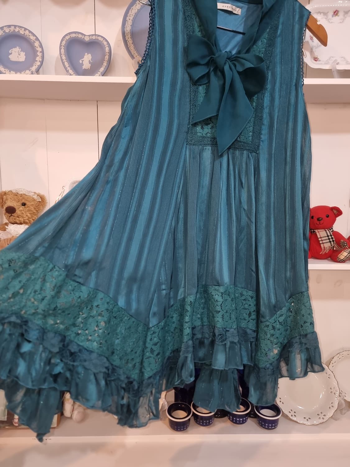 axes femme(악시즈팜) 딥틸 리본 레이스 쉬폰 원피스 상품이미지3