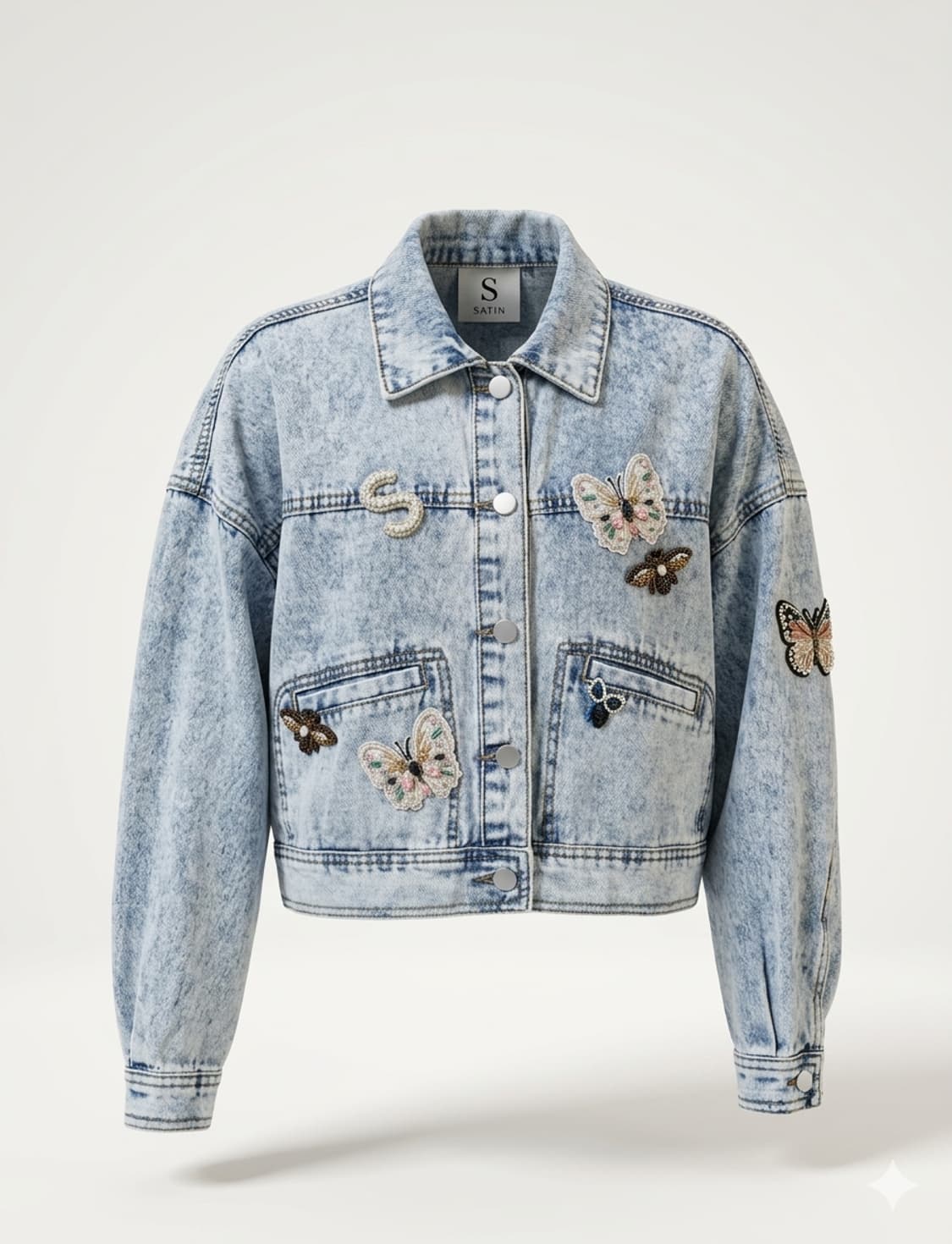 🔻가격인하 | 사틴 와펜 데님자켓 55~FREE | 여유핏 봄아우터 상품이미지1